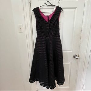 Black and pink midi dress with pockets
